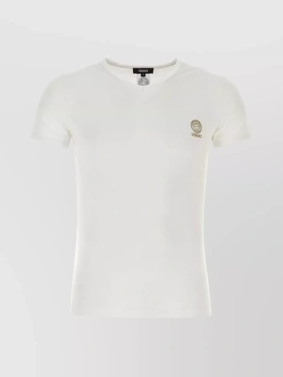 Versace Logo Print T-shirt In Cream