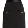 Versace Medusa-embellished Silk-trimmed Wool-blend Mini Skirt In Black