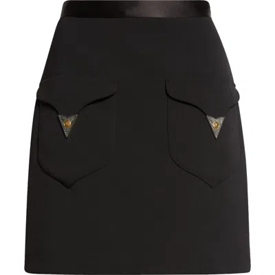 VERSACE VERSACE STRETCH VIRGIN WOOL MINISKIRT