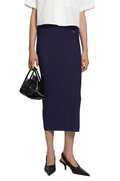 Versace Stretch Viscose Mesh Knit Midi Skirt In Purple