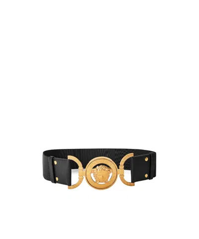 Versace Stretch Wide Waist Belt In Black