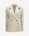 Versace Stretch Wool Blazer With Embroidered Lapels In White