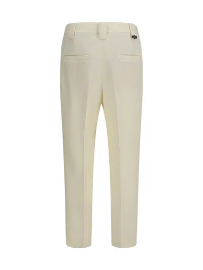 Versace Stretch Wool Cropped Trousers In White
