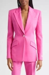 Versace Stretch Wool Gabardine Single Breasted Blazer In Pink