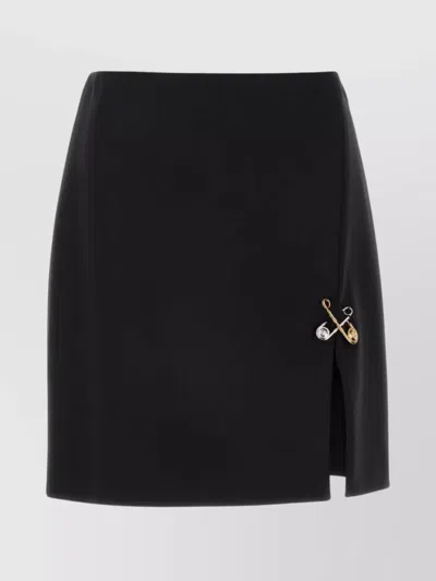 VERSACE STRETCH WOOL SKIRT WITH SAFETY PIN DETAIL