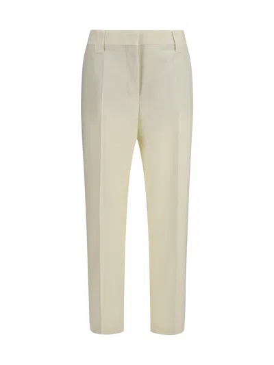 Versace Stretch Wool With Satin Side Bands Trousers In Neutral
