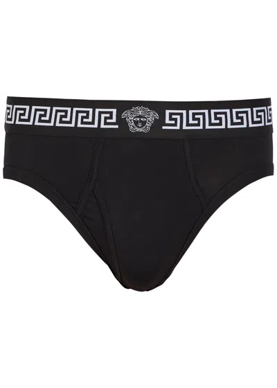 Versace Stretch-cotton Briefs In Black