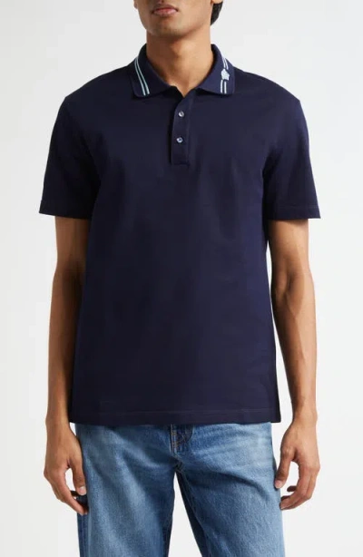 Versace Stripe Collar Cotton Piqué Polo