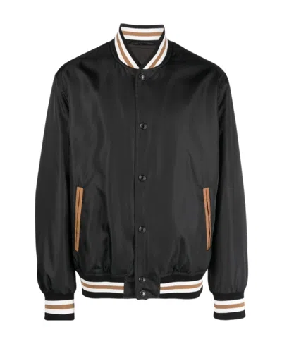VERSACE VERSACE STRIPE-DETAILED BUTTONED BOMBER JACKET