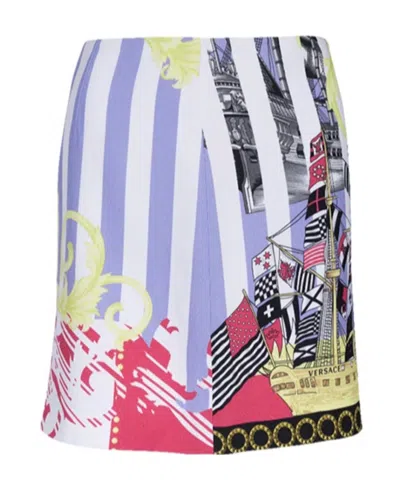 Versace Stripe Print Skirt In Multicolor