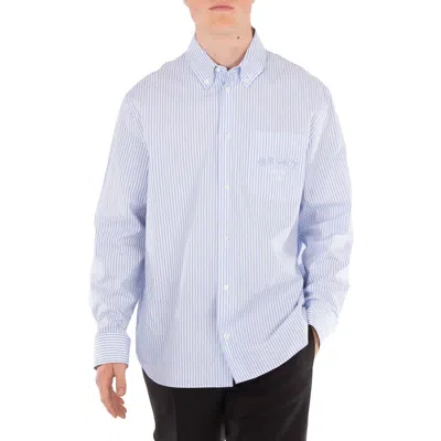 Versace Striped Barocco Sea Print Shirt In Blue