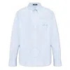 Versace Long-sleeved Striped Buttoned Shirt In Pink/blue
