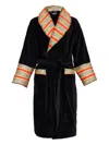 Versace Striped Bath Robe In Black