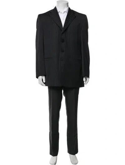 Pre-owned Versace Striped Blazer In Black