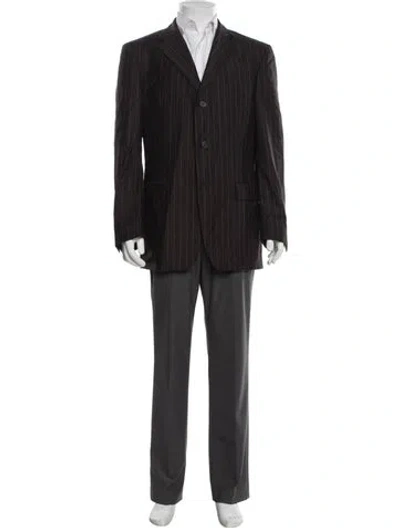 Pre-owned Versace Striped Blazer In Brown