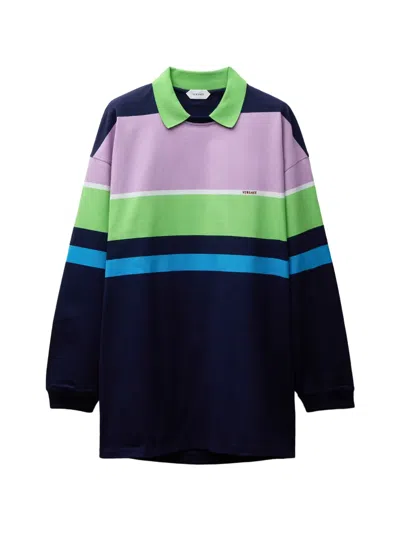 Versace Striped Collared Sweatshirt In Multi