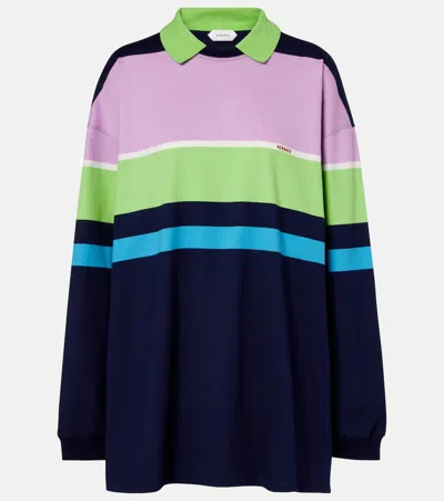 Versace Striped Cotton Jersey Polo Sweater In Multi