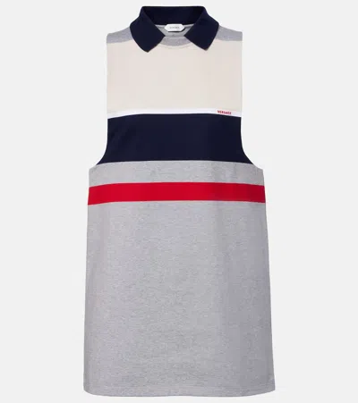 Versace Striped Cotton Jersey Sweatshirt In Gray