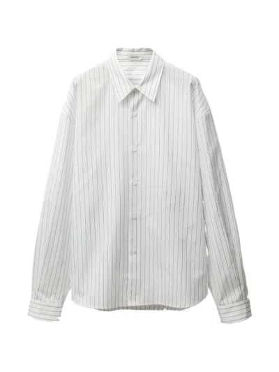 Versace Striped Cotton-poplin Loose Shirt In White