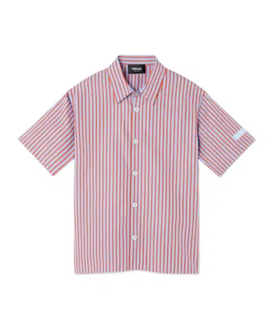 Versace Striped Cotton-poplin Shirt In Multi