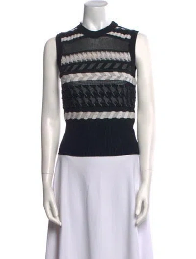 Pre-owned Versace Striped Crew Neck Sweater In Black