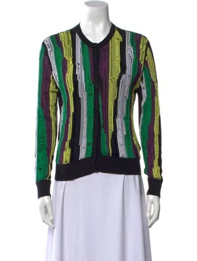 Pre-owned Versace Striped Crew Neck Sweater In Black