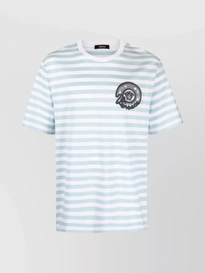 VERSACE STRIPED CREW NECK T-SHIRT WITH SHORT SLEEVES