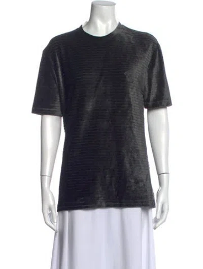 Pre-owned Versace Striped Crew Neck T-shirt In Black