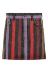 Versace Striped Denim Mini Skirt In Multi