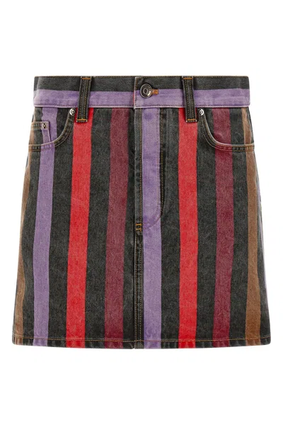 Versace Striped Denim Mini Skirt In Multi