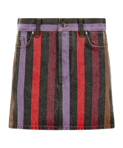 Versace Striped Denim Skirt In Multi