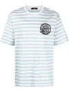 VERSACE VERSACE STRIPED JERSEY FABRIC T-SHIRT + EMBROIDERED NAUTICAL EMBLEM CLOTHING