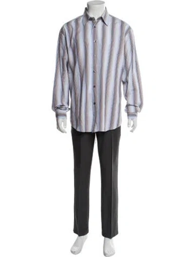 Pre-owned Versace Striped Long Sleeve Dress Shirt In Multi