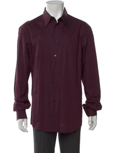 Pre-owned Versace Striped Long Sleeve Dress Shirt In Purple