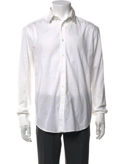 Pre-owned Versace Striped Long Sleeve Dress Shirt In White