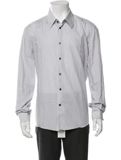 Pre-owned Versace Striped Long Sleeve Shirt In Blue