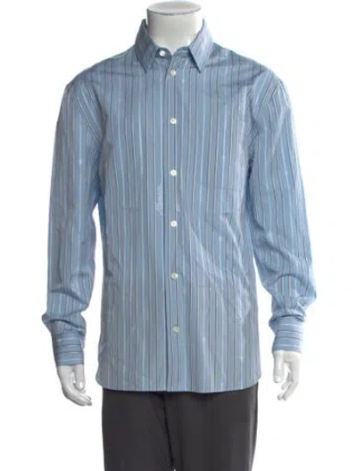 Pre-owned Versace Striped Long Sleeve Shirt W/ Tags In Blue