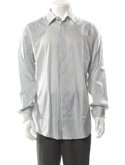 Pre-owned Versace Striped Long Sleeve Shirt In White
