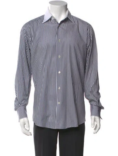 Pre-owned Versace Striped Long Sleeve Shirt In White