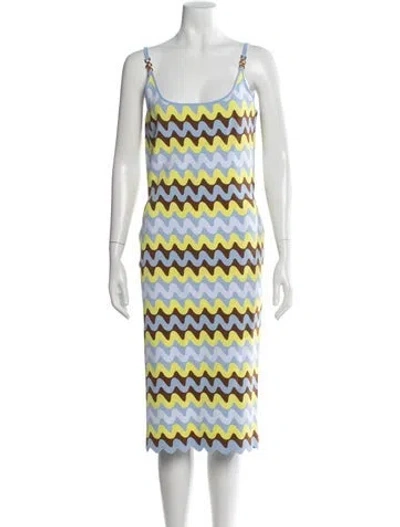 Pre-owned Versace Striped Midi Length Dress In Blue