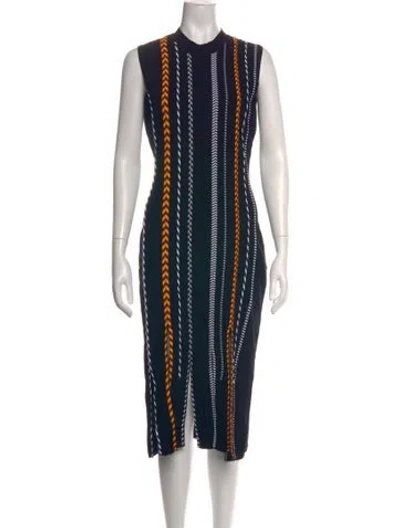 Pre-owned Versace Striped Midi Length Dress In Multicolor
