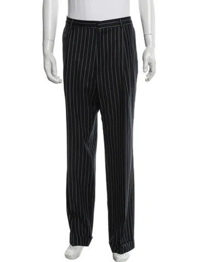 Pre-owned Versace Striped Pants In Blue