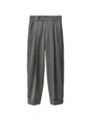 Versace Pinstripe Wool Oversized Pants In Gray