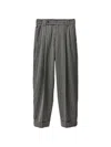 Versace Pinstripe Wool Oversized Pants In Gray