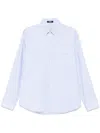 Versace Long-sleeved Striped Buttoned Shirt In Blue