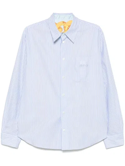 Tシャツ・カットソー VERSACE SEASHELL BAROQUE STRIPED SHIRT Versace Seashell Baroque Striped Cotton Shirt In Multicolor