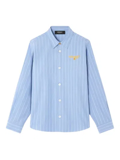 Versace Kids' Striped Shirt In Blue