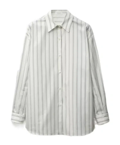 Versace Striped Cotton-poplin Shirt In Multi