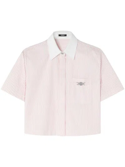 Versace Striped Shirt In Neutral