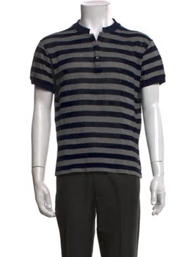 Pre-owned Versace Striped Short Sleeve In Black